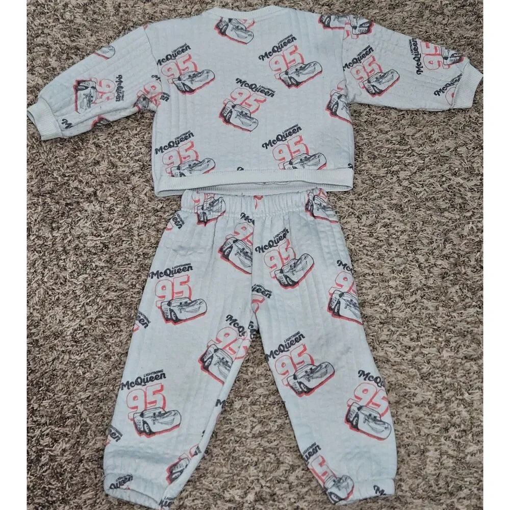 Disney Pixar Cars Lightning McQueen 2-Piece Quilted Pajama Set Toddler Size 3T